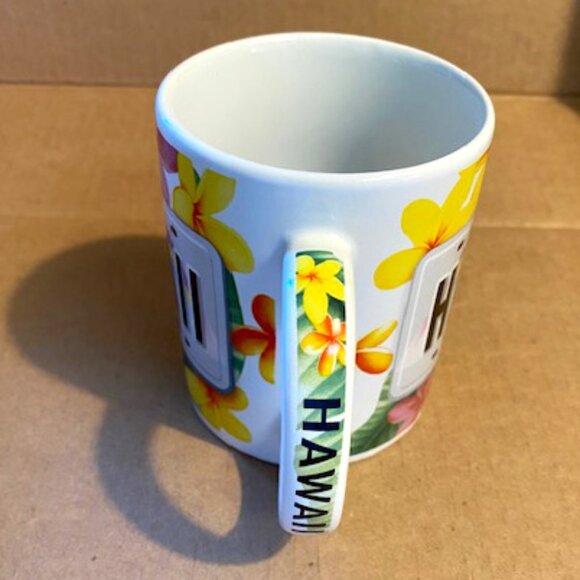 I Love Hawaii Aloha State Souvenir Coffee Cup Mug by Plumeria License Plate ABC - Picture 3 of 5
